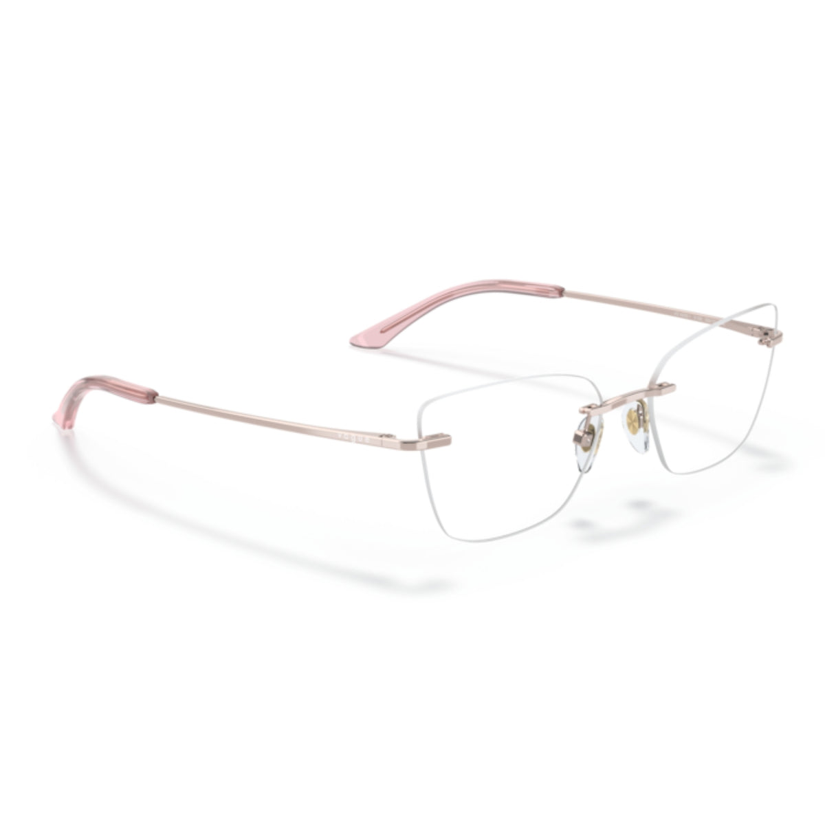 Vogue VO4202I milky pink rimless eyeglasses, angled view