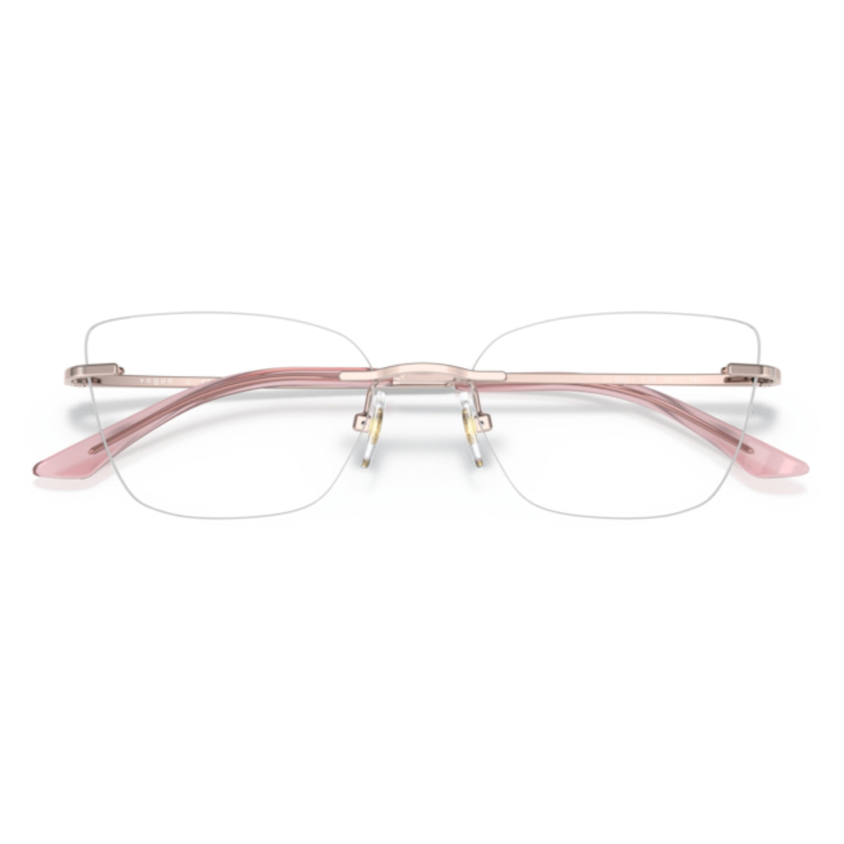 Vogue VO4202I milky pink rimless eyeglasses, front view with the temples folded