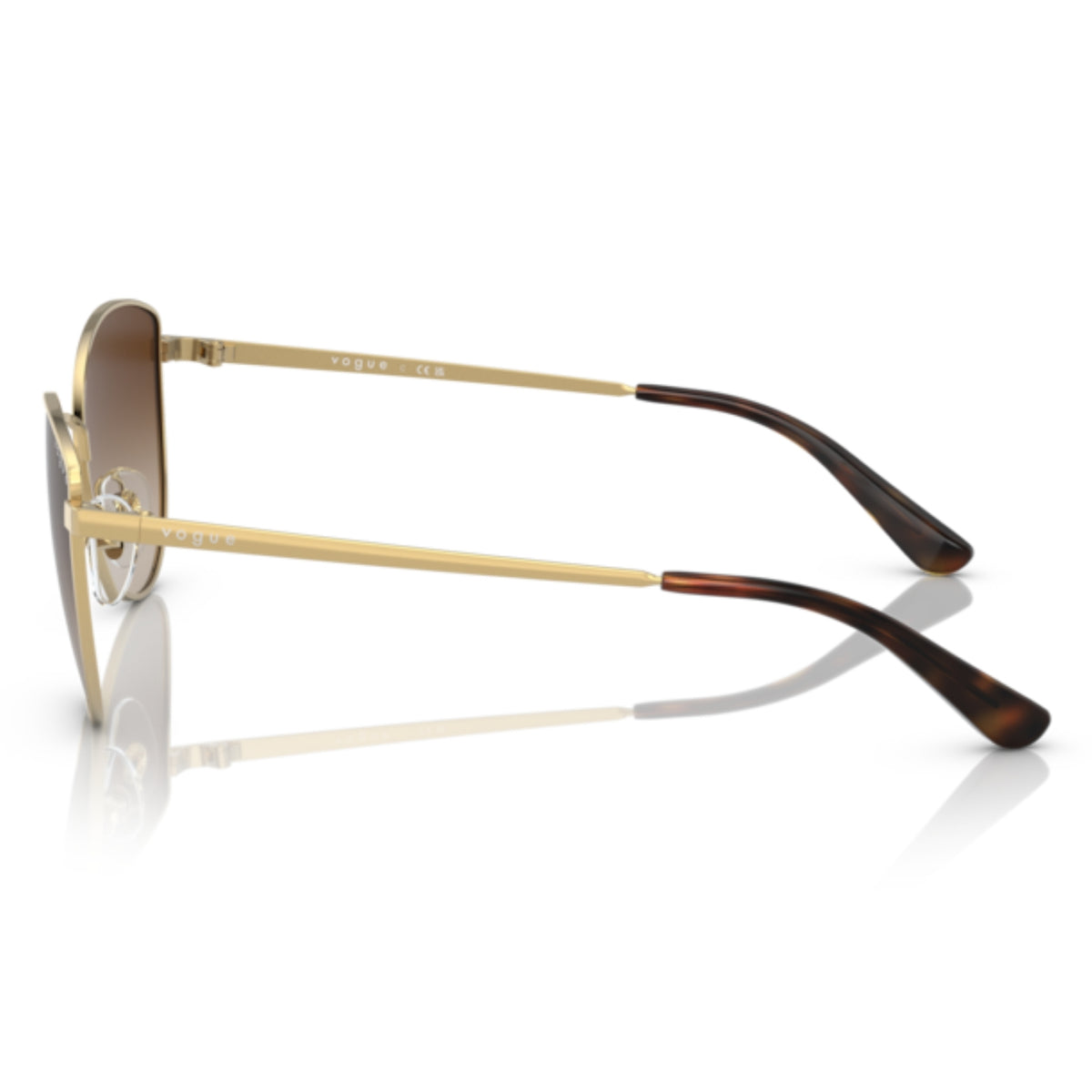 Vogue VO4211S gold cat-eye sunglasses, side view of the temple