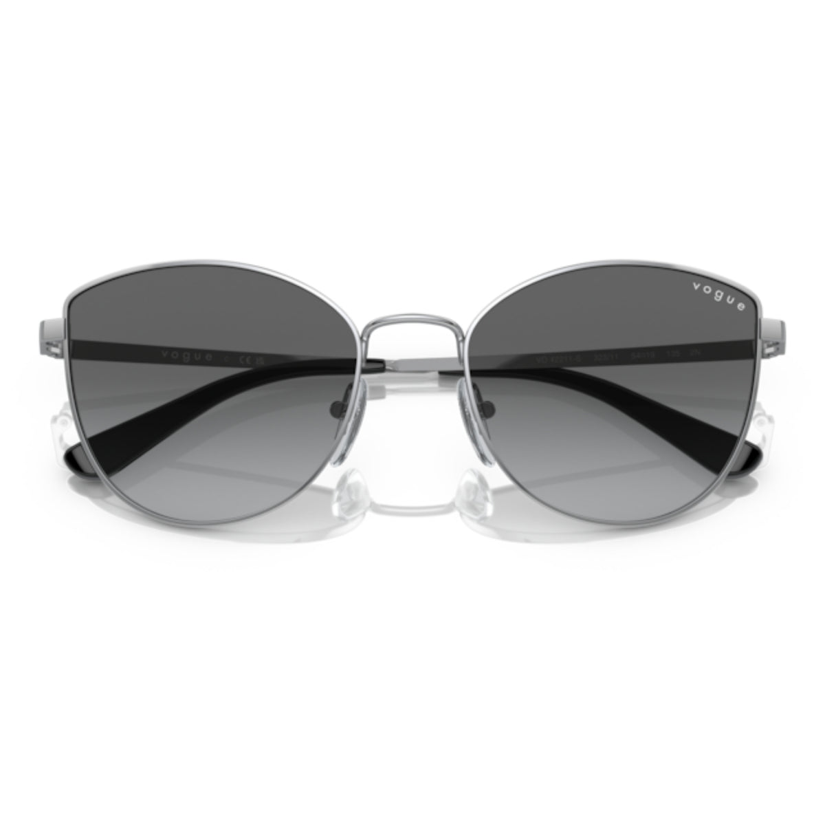 Vogue VO4211S silver cat-eye sunglasses, front view with the temples folded