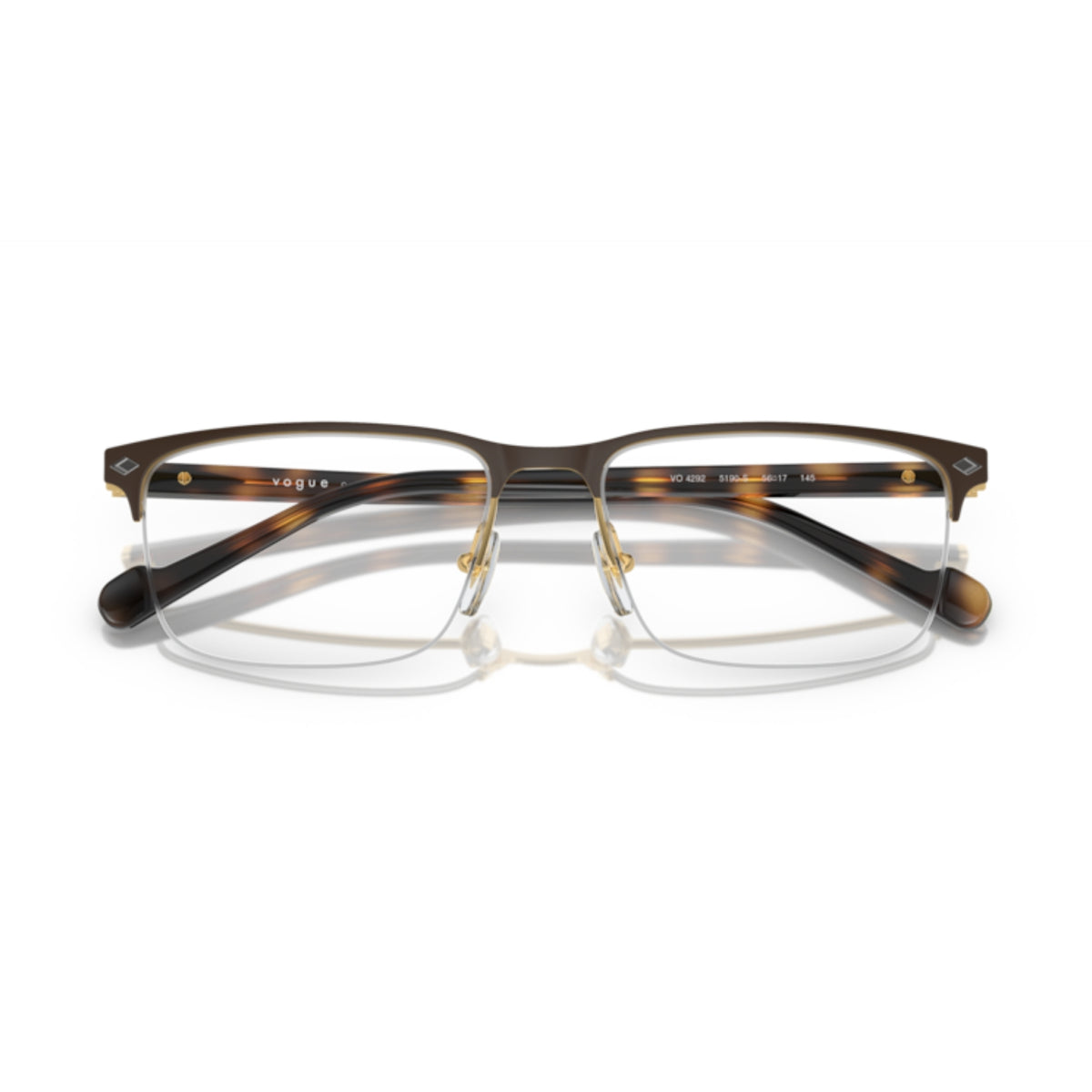 Vogue VO4292 black rectangle eyeglasses, front view with the temples folded