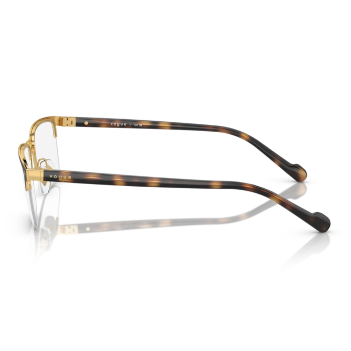 Vogue VO4292 black rectangle eyeglasses, side view of the total dark havana temple