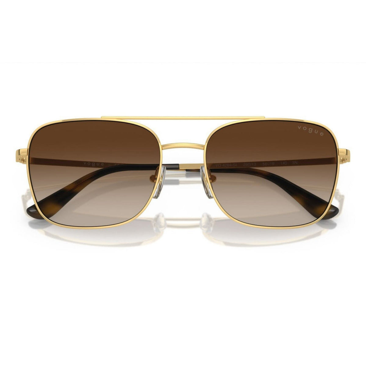 Vogue VO4294S gold rectangle sunglasses, front view with the temples folded
