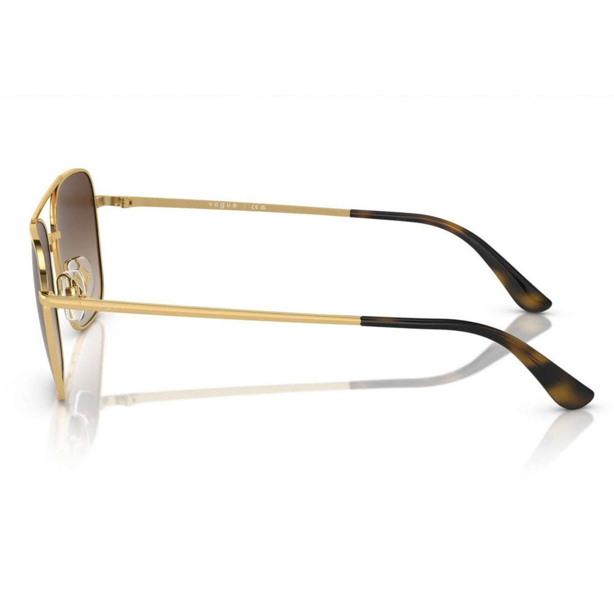 Vogue VO4294S gold rectangle sunglasses, side view of the temple