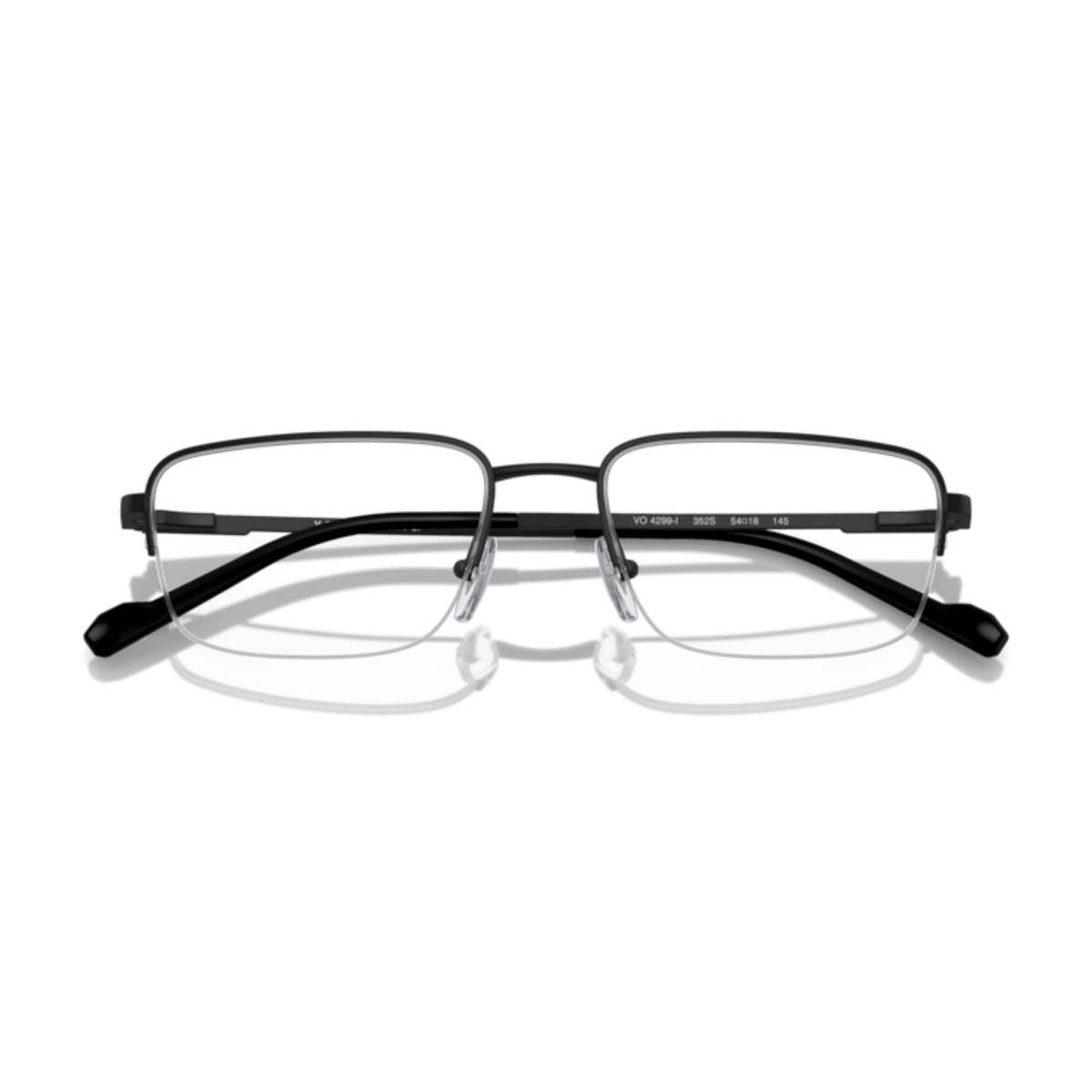 Vogue VO4299I matte black rectangle eyeglasses, front view with the temples folded