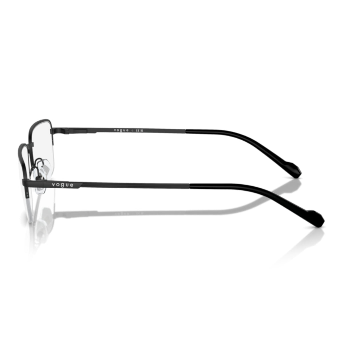 Vogue VO4299I matte black rectangle eyeglasses, side view of the matte black temple
