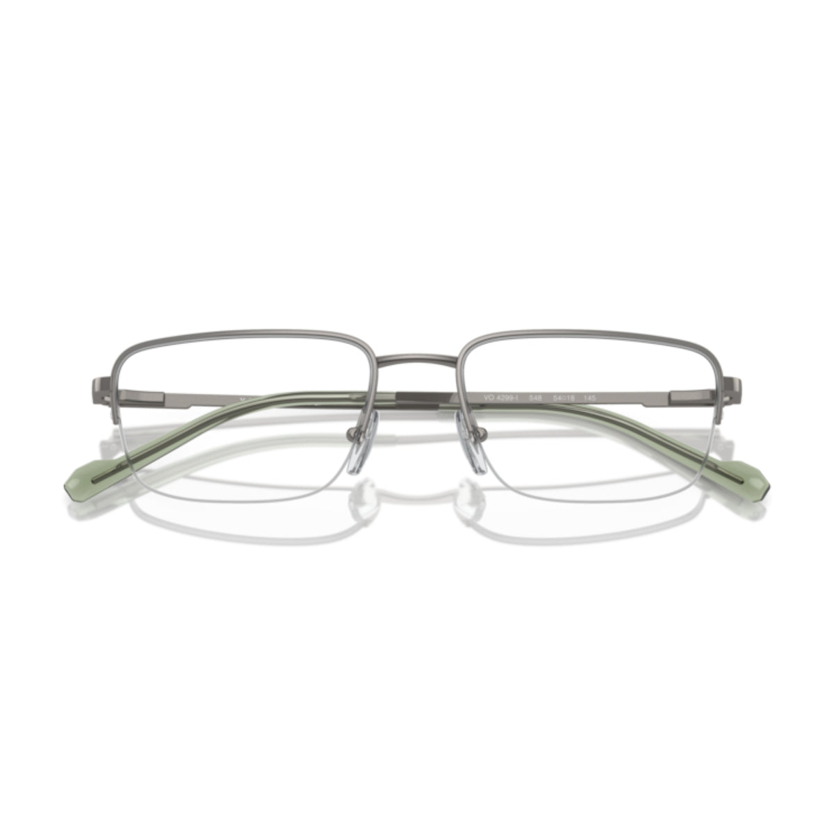 Vogue VO4299I gunmetal rectangle eyeglasses, front view with the temples folded