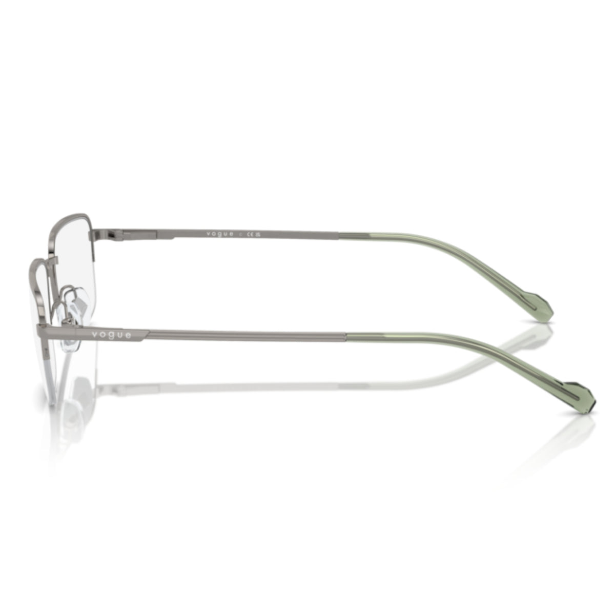 Vogue VO4299I gunmetal rectangle eyeglasses, side view of the gunmetal temple