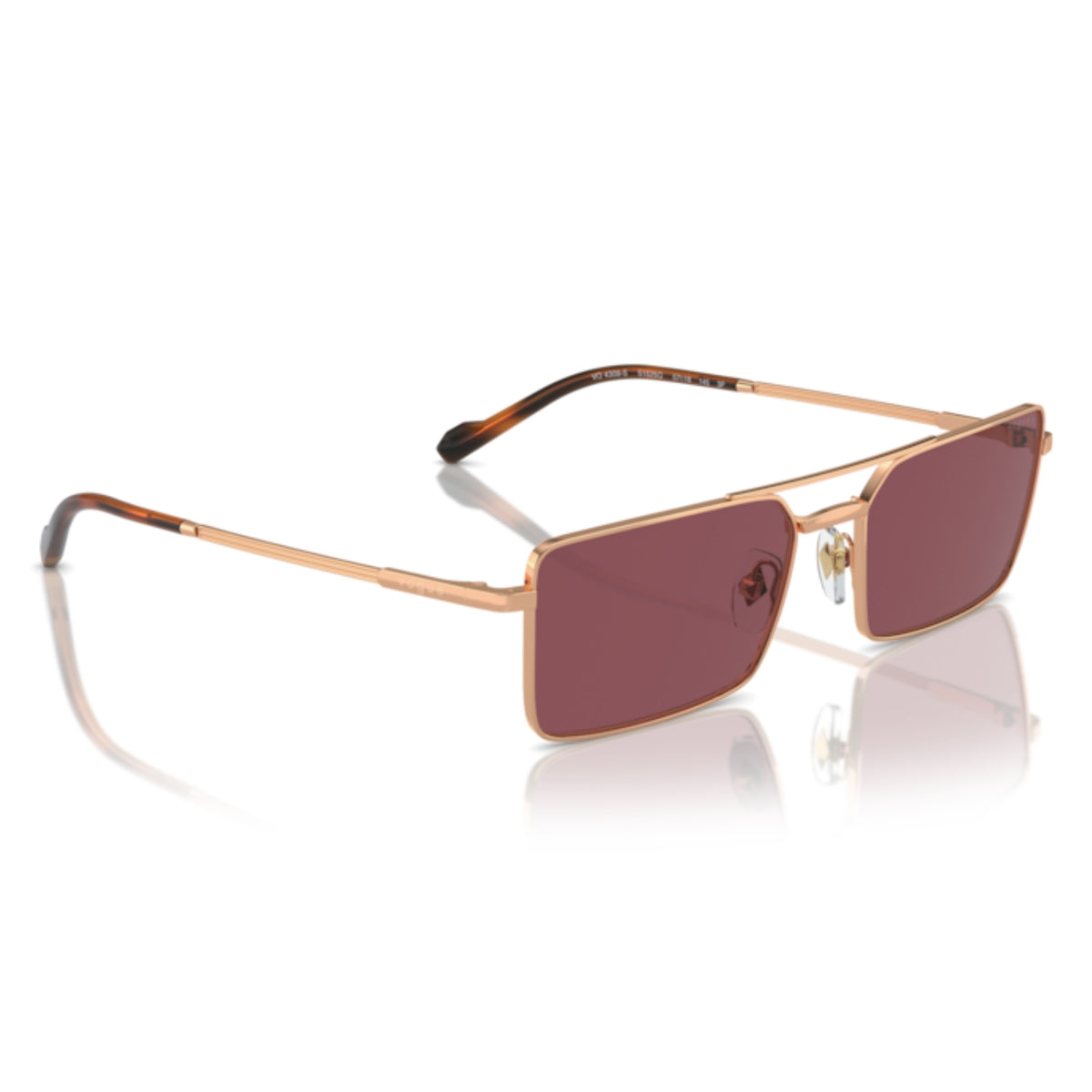 Vogue VO4309S rose gold rectangle sunglasses, angled view