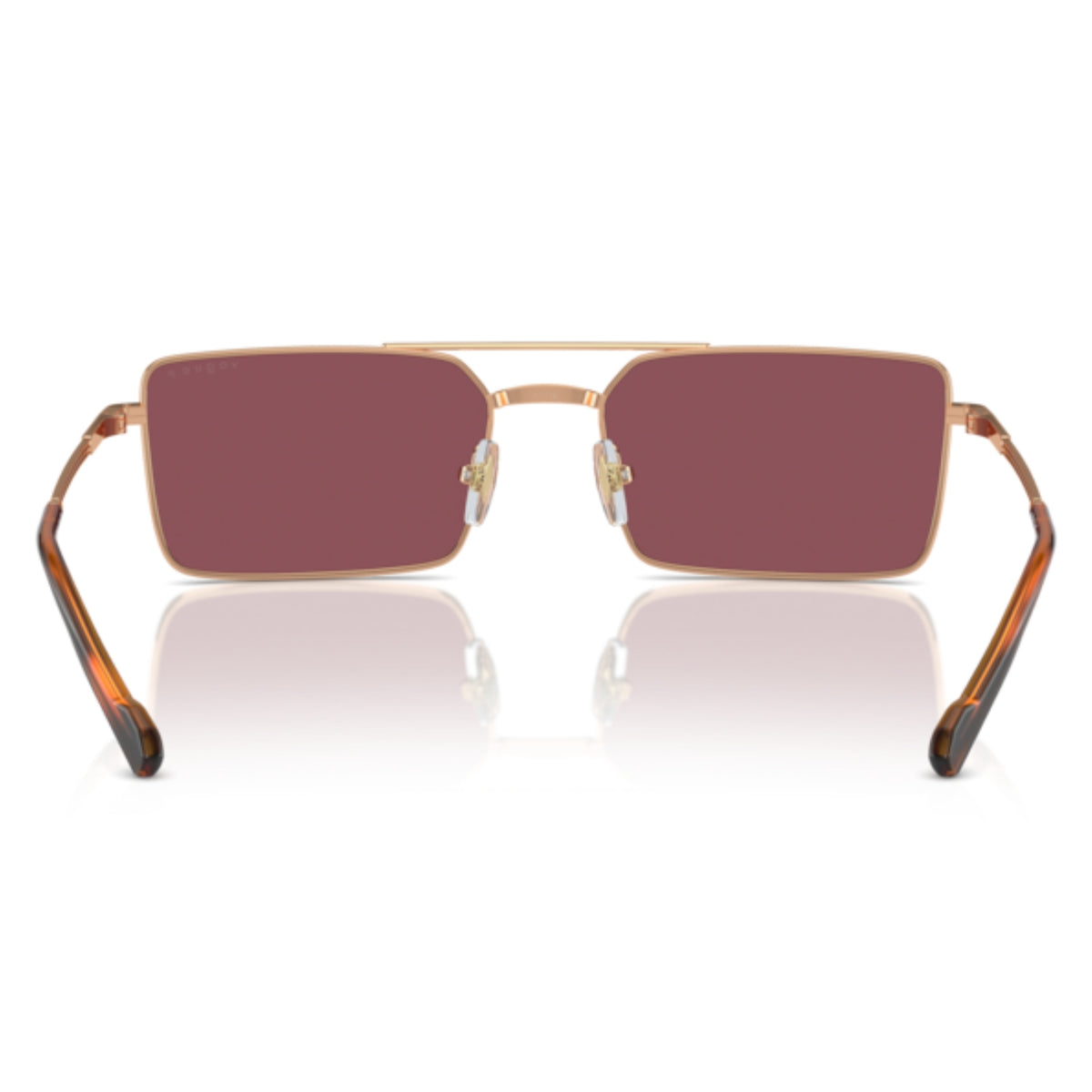 Vogue VO4309S rose gold rectangle sunglasses, back view of the frame and temples