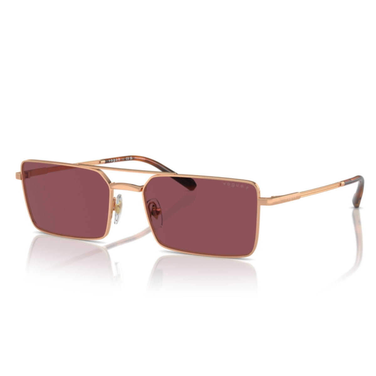 Vogue VO4309S rose gold rectangle sunglasses with violet lenses