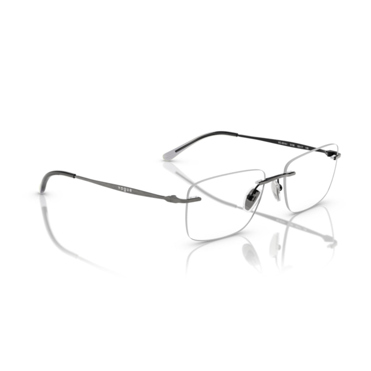 Vogue VO4314I antique silver rimless eyeglasses, angled view