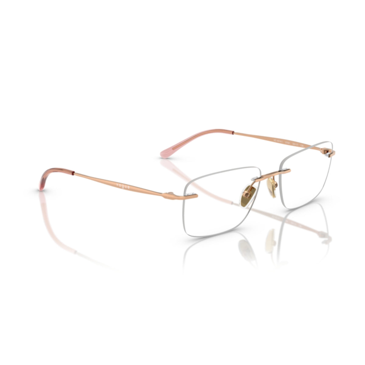 Vogue VO4314I rose gold rimless eyeglasses, angled view