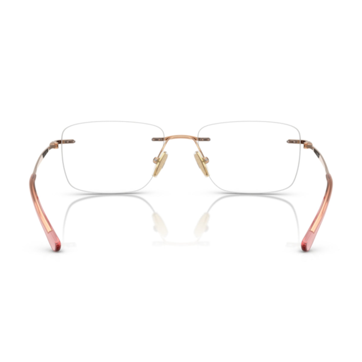 Vogue VO4314I rose gold rimless eyeglasses, back view of the frame and temples