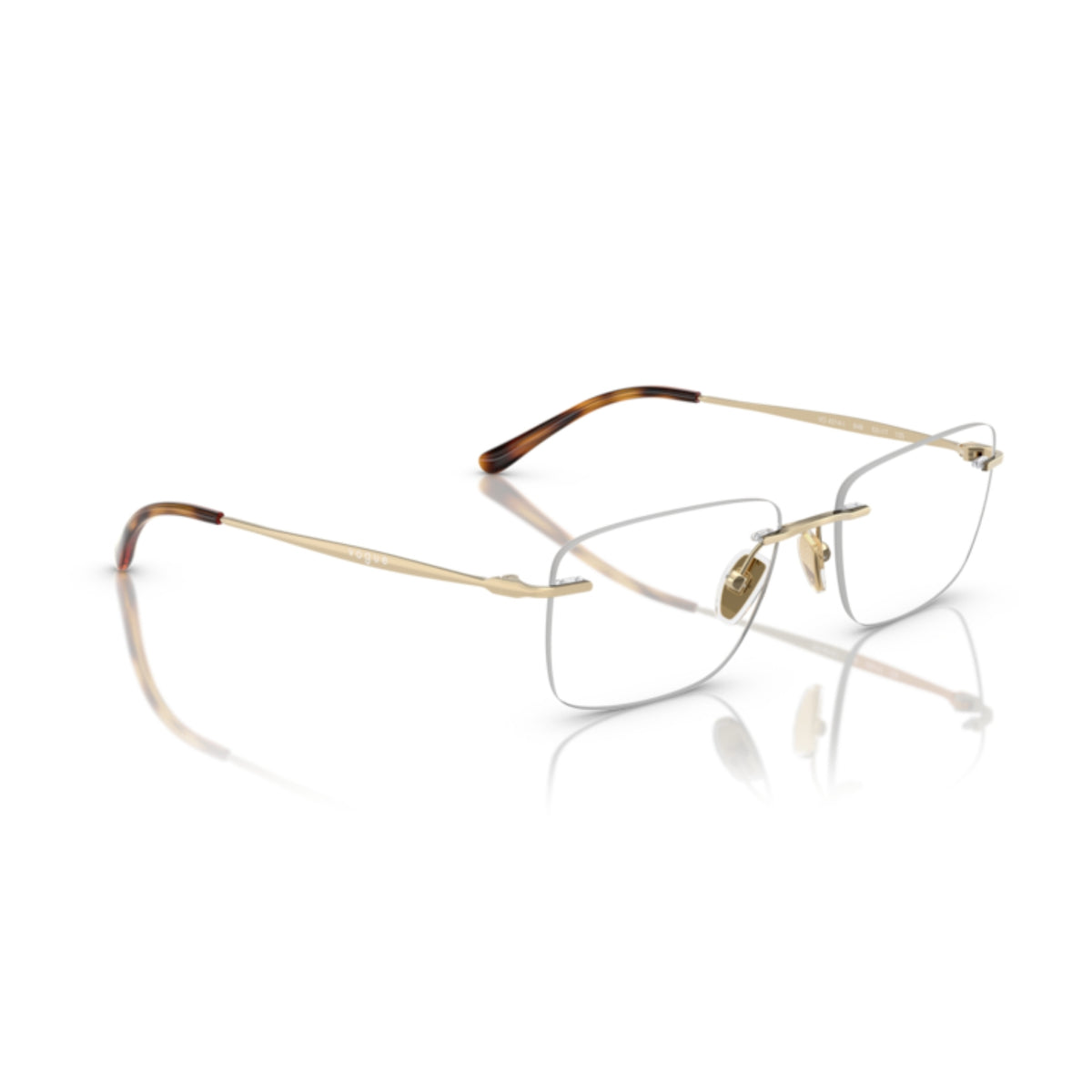 Vogue VO4314I pale gold rimless eyeglasses, angled view