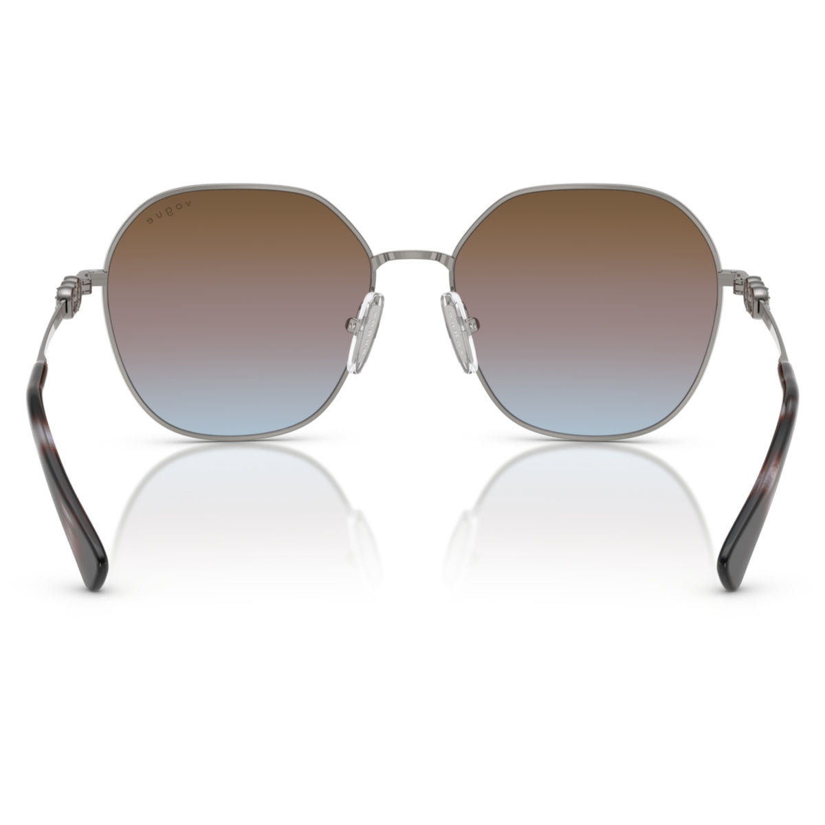Vogue VO4318SB gunmetal geometric sunglasses, back view of the frame and temples