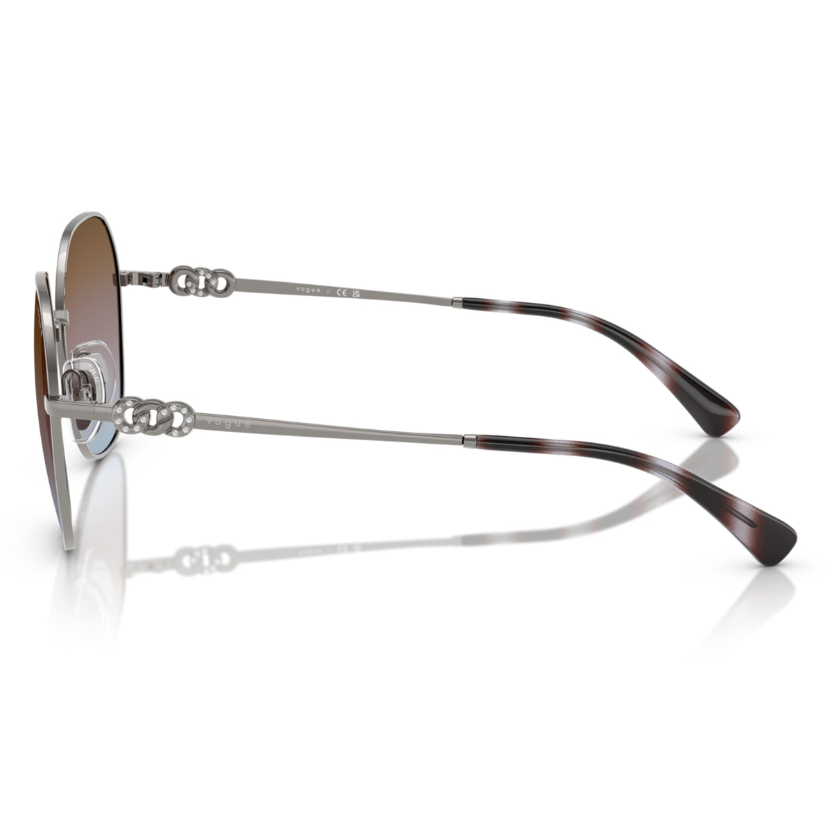 Vogue VO4318SB gunmetal geometric sunglasses, side view of the temple
