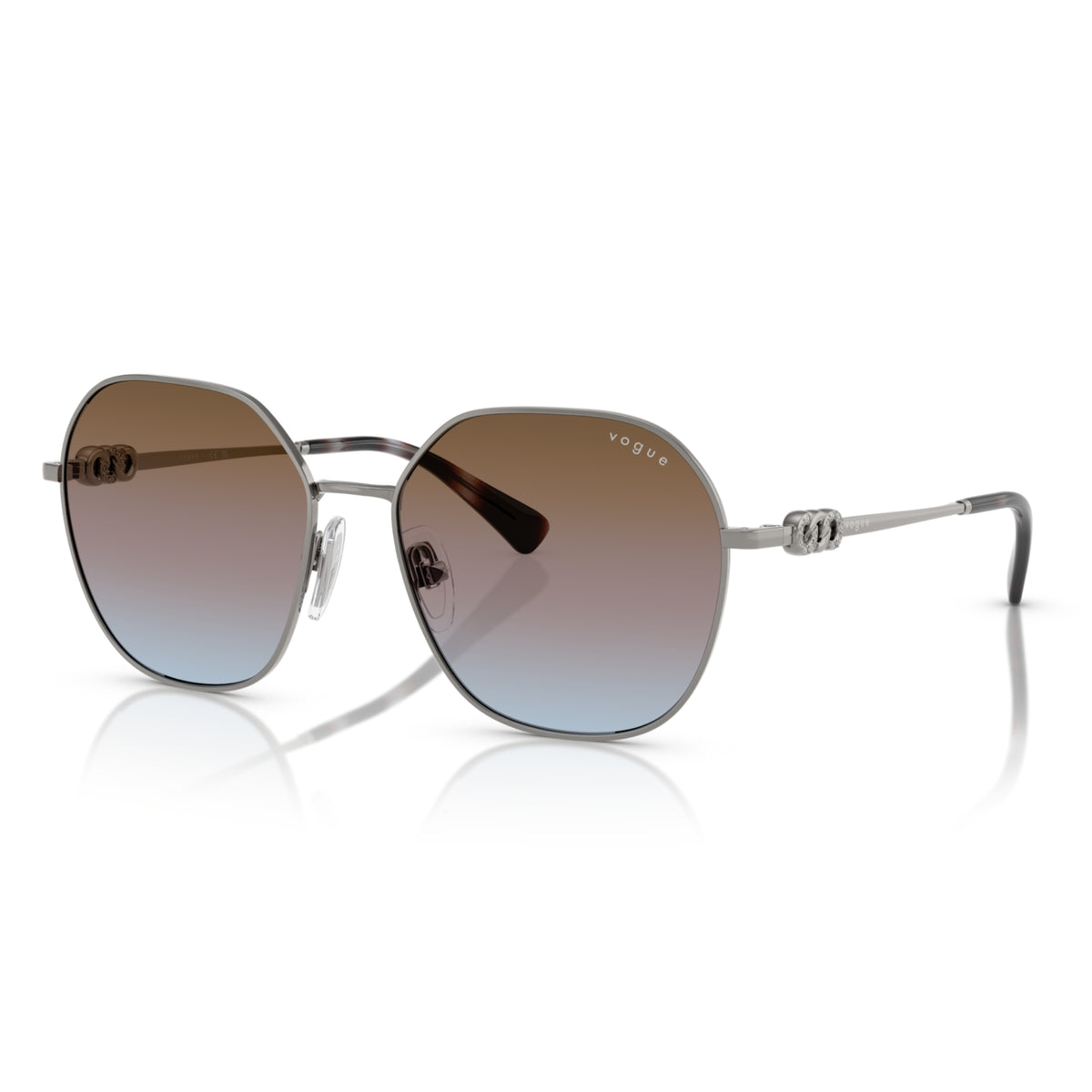 Vogue VO4318SB gunmetal geometric sunglasses with light blue lenses
