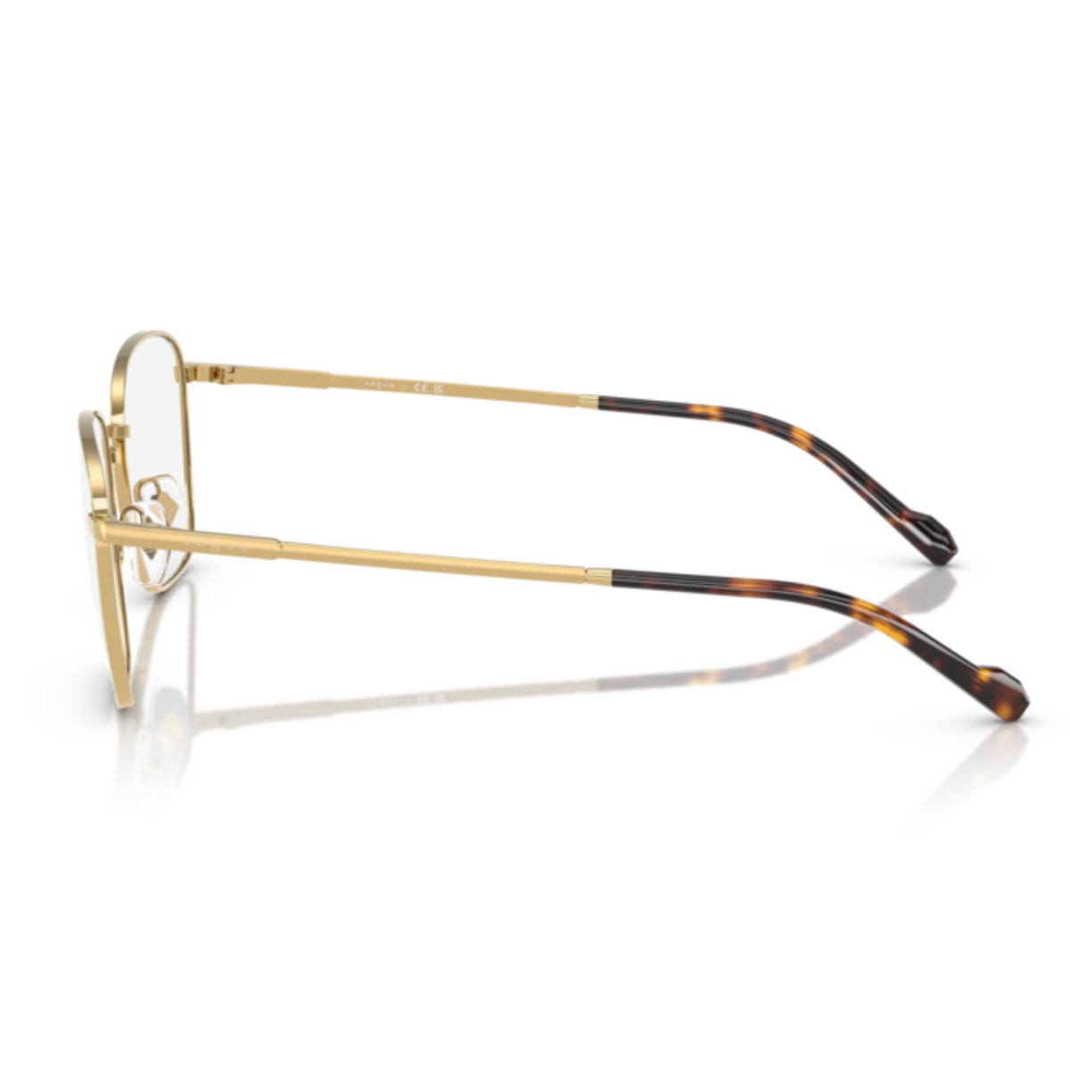 Vogue VO4321 gold square eyeglasses, side view of the temple