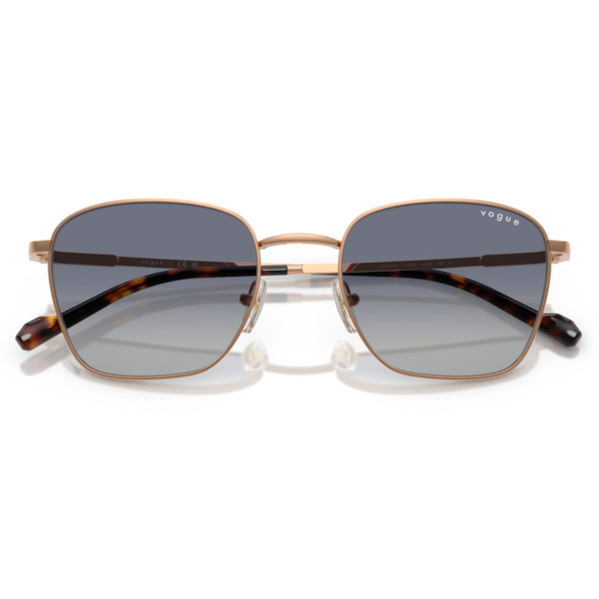 Vogue VO4322S rose gold square sunglasses, front view with the temples folded