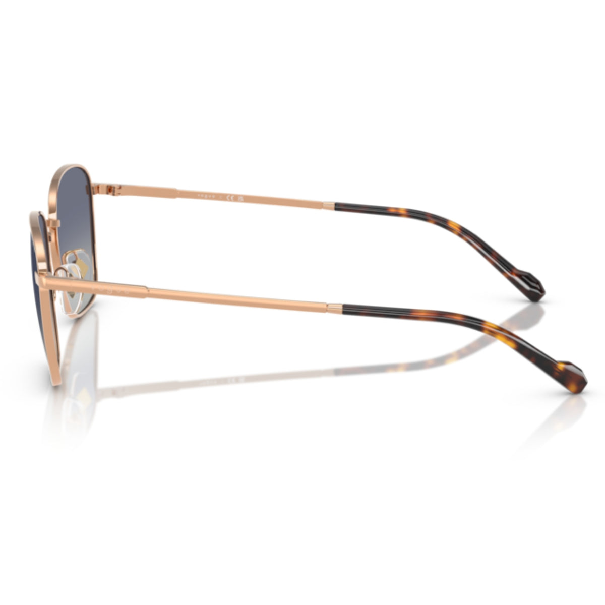 Vogue VO4322S rose gold square sunglasses, side view of the rose gold temple