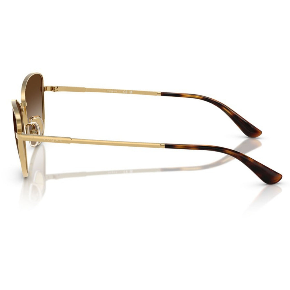 Vogue VO4324S gold cat-eye sunglasses, side view of the temple