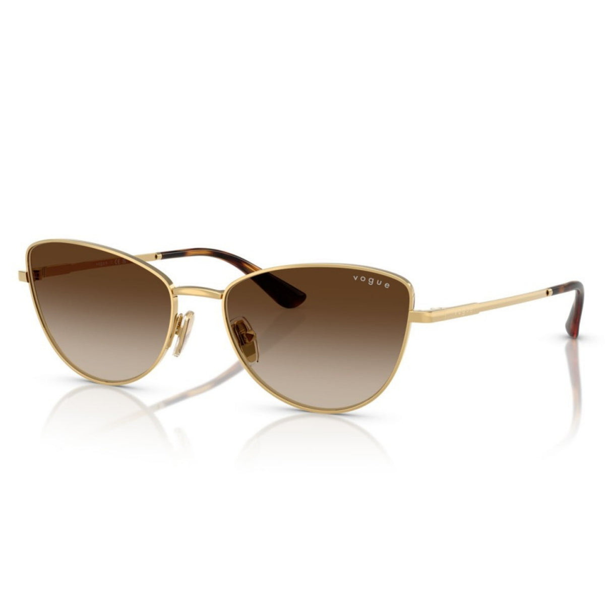 Vogue VO4324S gold cat-eye sunglasses with dark brown lenses