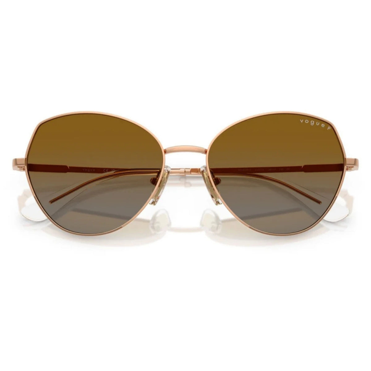 Vogue VO4330S rose gold geometric sunglasses, front view with the temples folded