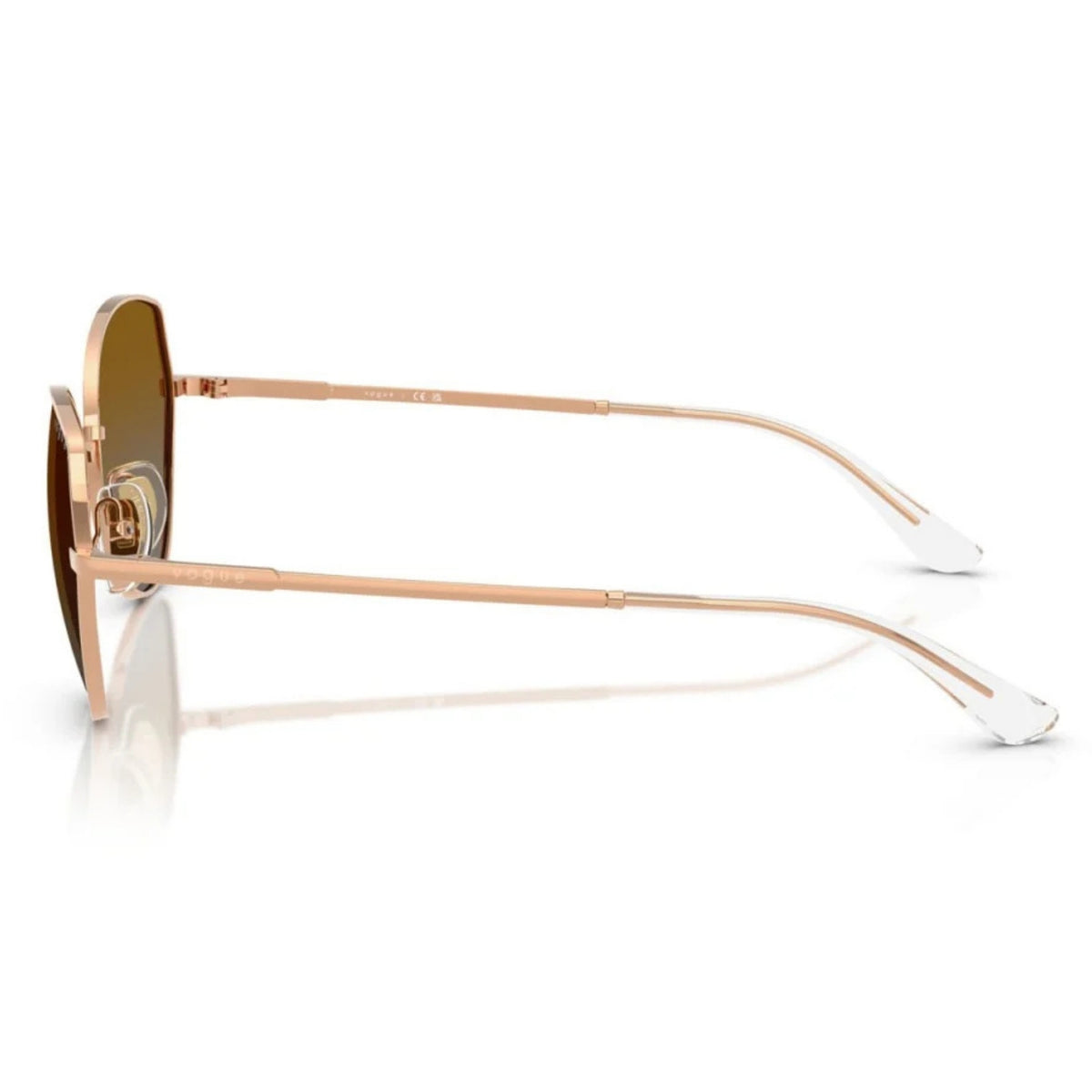 Vogue VO4330S rose gold geometric sunglasses, side view of the temple