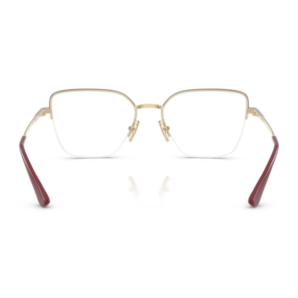 Vogue VO4331 pale gold/top bordeaux cat-eye eyeglasses, back view of the frame and temples