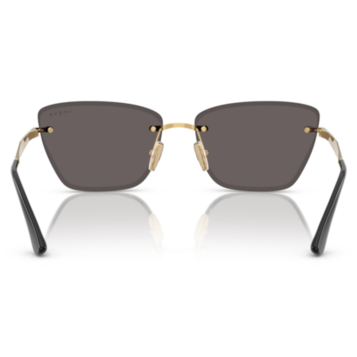 Vogue VO4332S gold rimless sunglasses, back view of the frame and temples