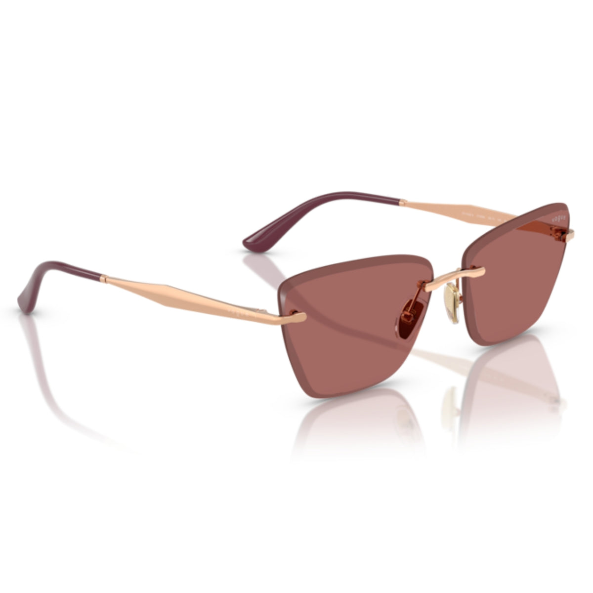 Vogue VO4332S rose gold rimless sunglasses, angled view