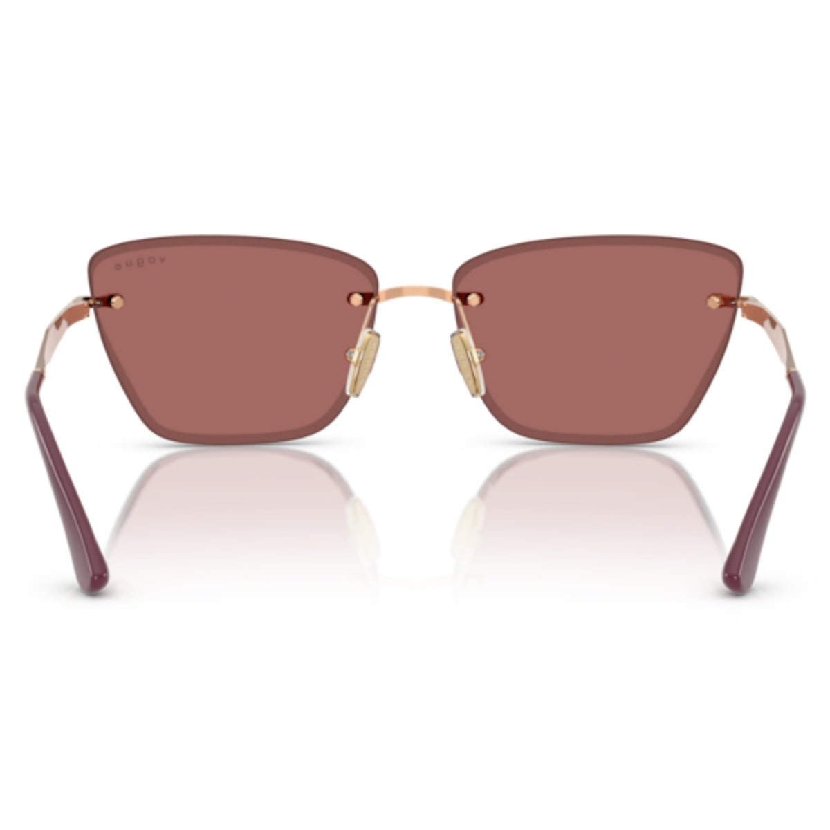 Vogue VO4332S rose gold rimless sunglasses, back view of the frame and temples