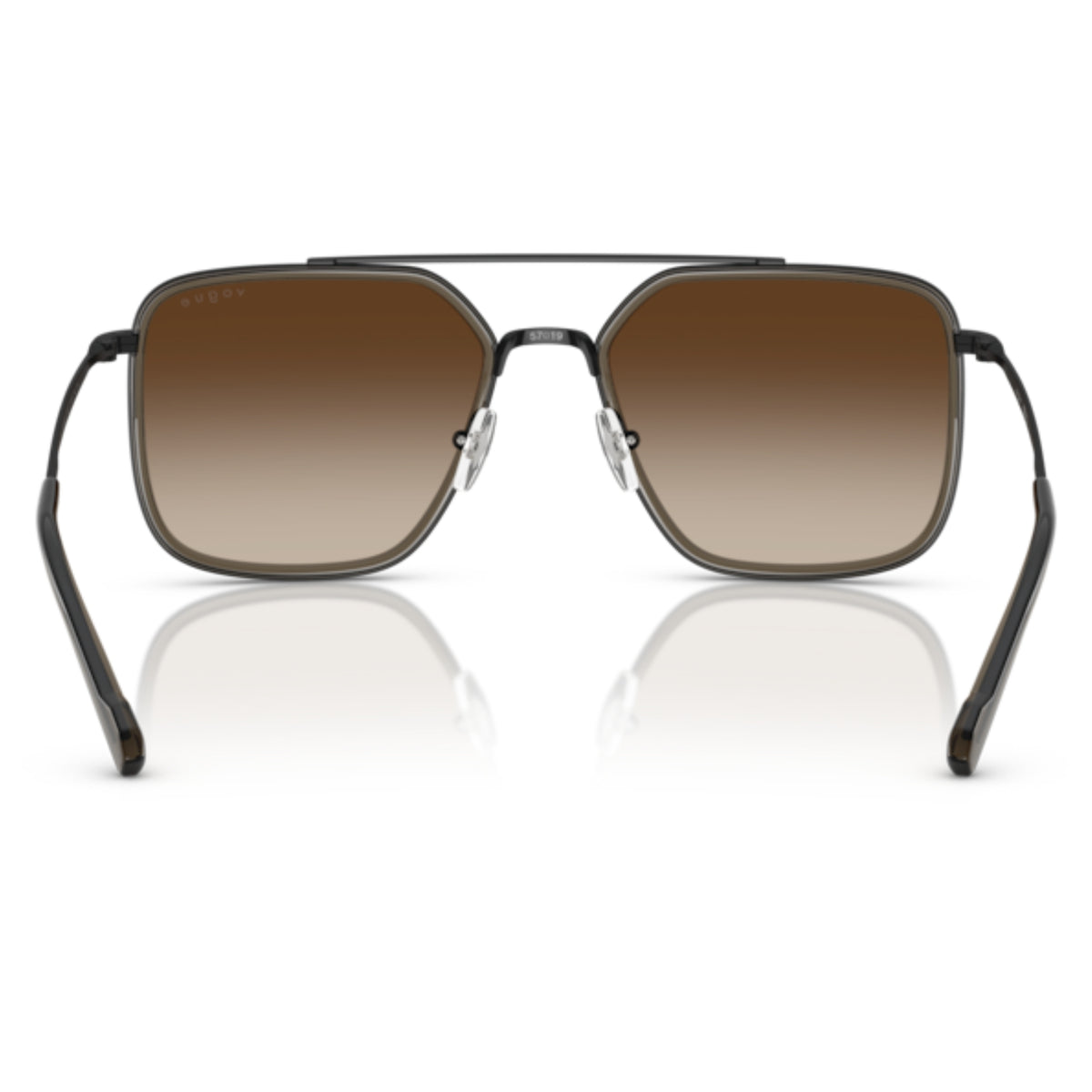 Vogue VO4336SI black square sunglasses, back view of the frame and temples