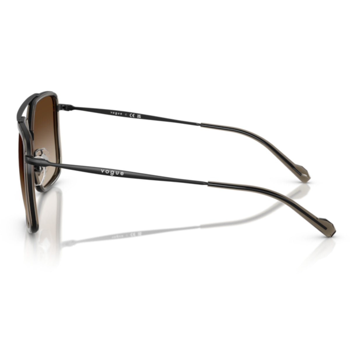 Vogue VO4336SI black square sunglasses, side view of the temple