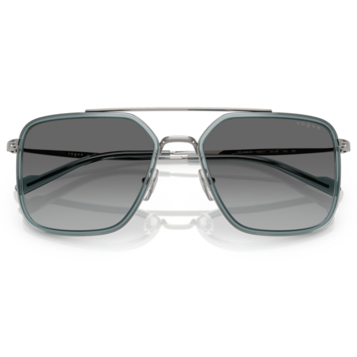 Vogue VO4336SI gunmetal square sunglasses, front view with the temples folded