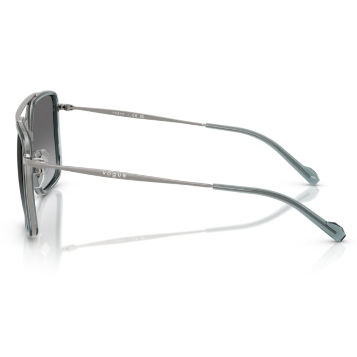 Vogue VO4336SI gunmetal square sunglasses, side view of the gunmetal temple