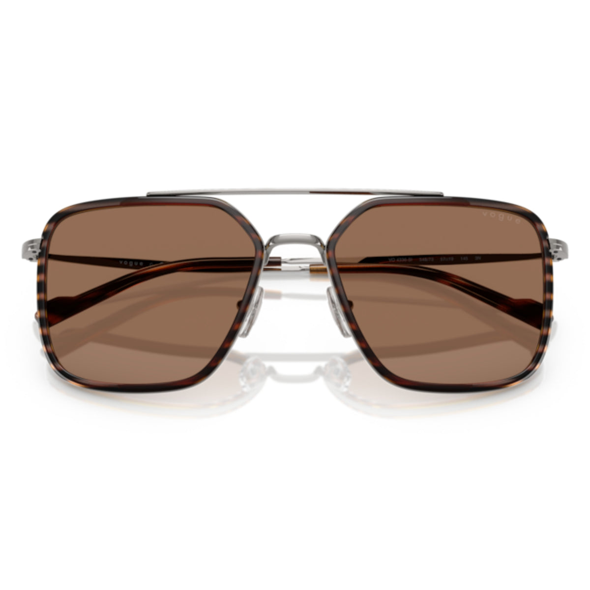 Vogue VO4336SI gunmetal square sunglasses, front view with the temples folded