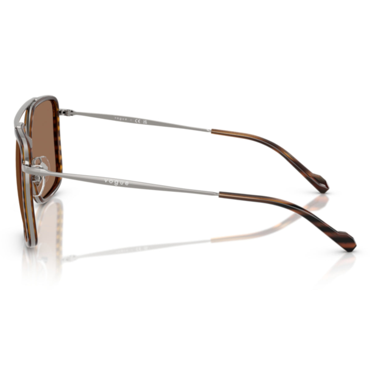 Vogue VO4336SI gunmetal square sunglasses, side view of the gunmetal temple