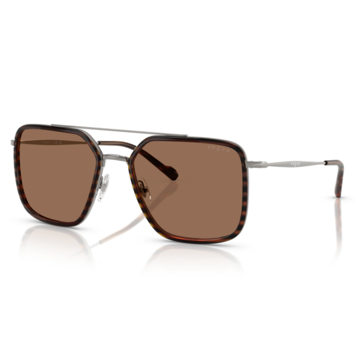 Vogue VO4336SI gunmetal square sunglasses with dark brown lenses
