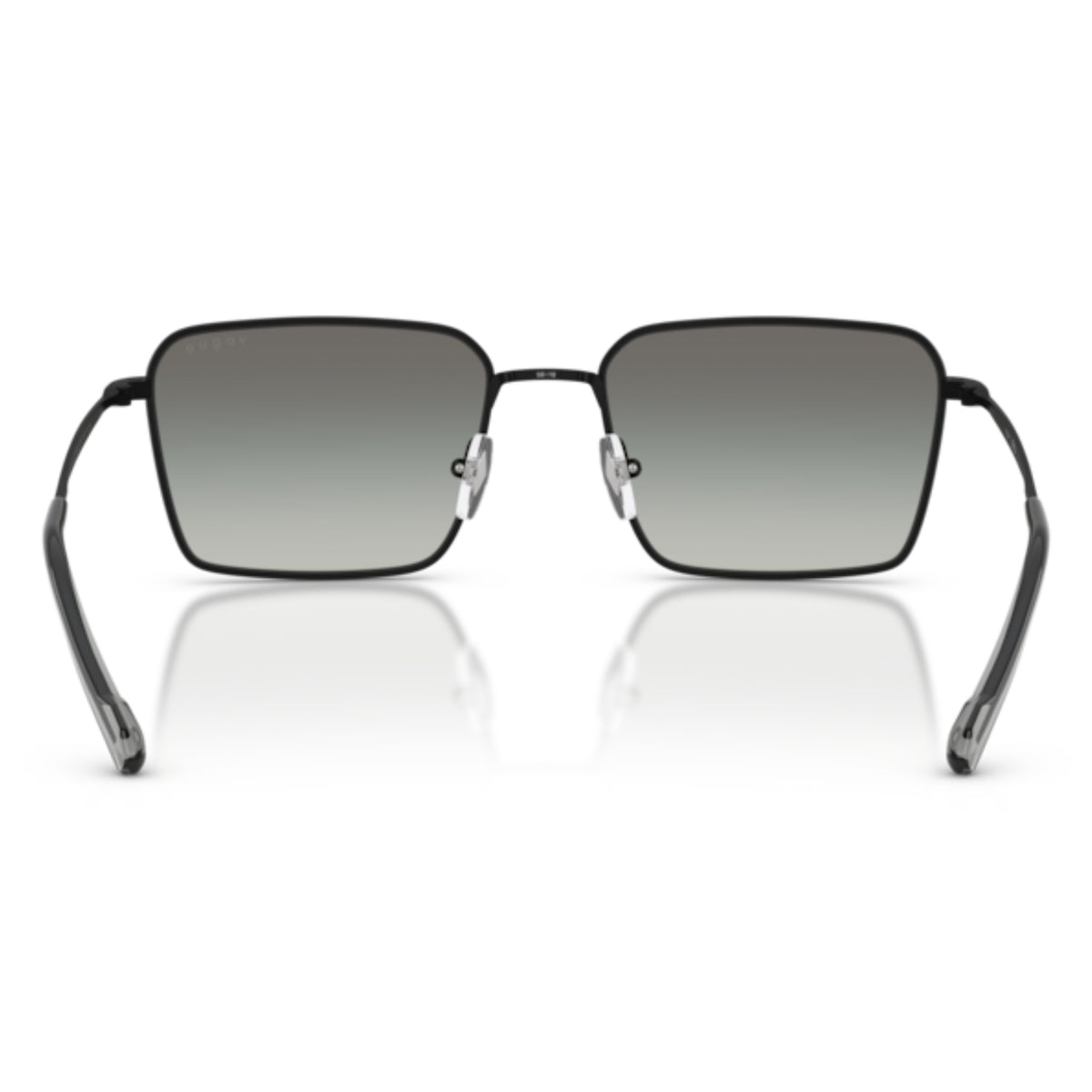 Vogue VO4338SI matte black square sunglasses, back view of the frame and temples