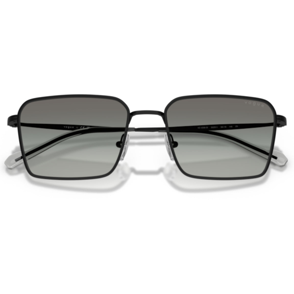 Vogue VO4338SI matte black square sunglasses, front view with the temples folded