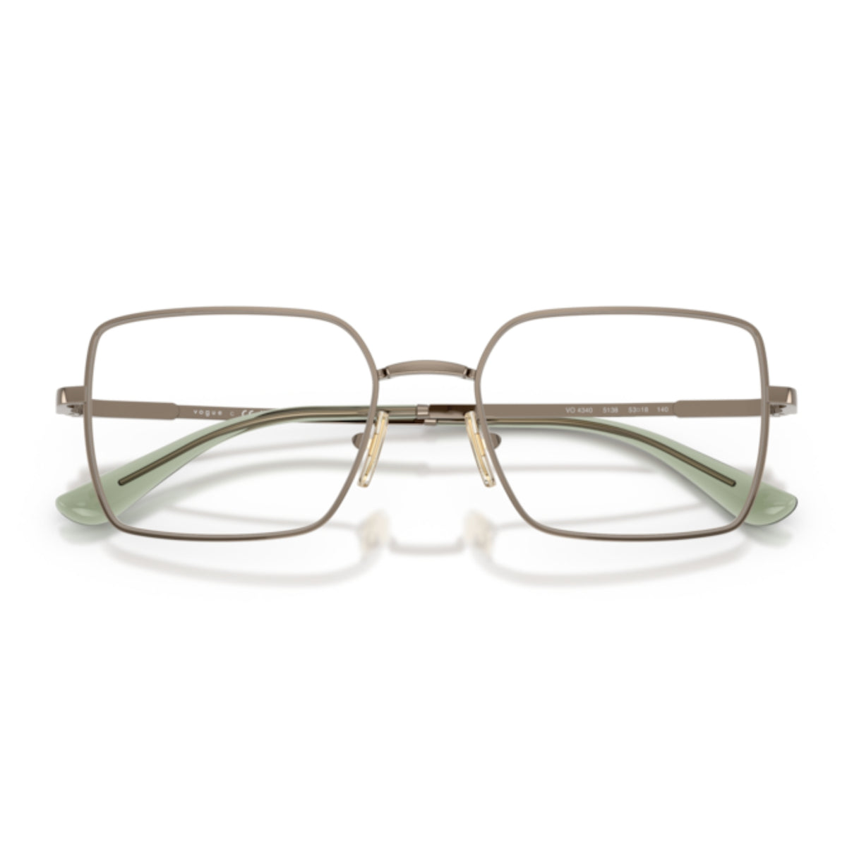Vogue VO4340 light brown rectangle eyeglasses, front view with the temples folded