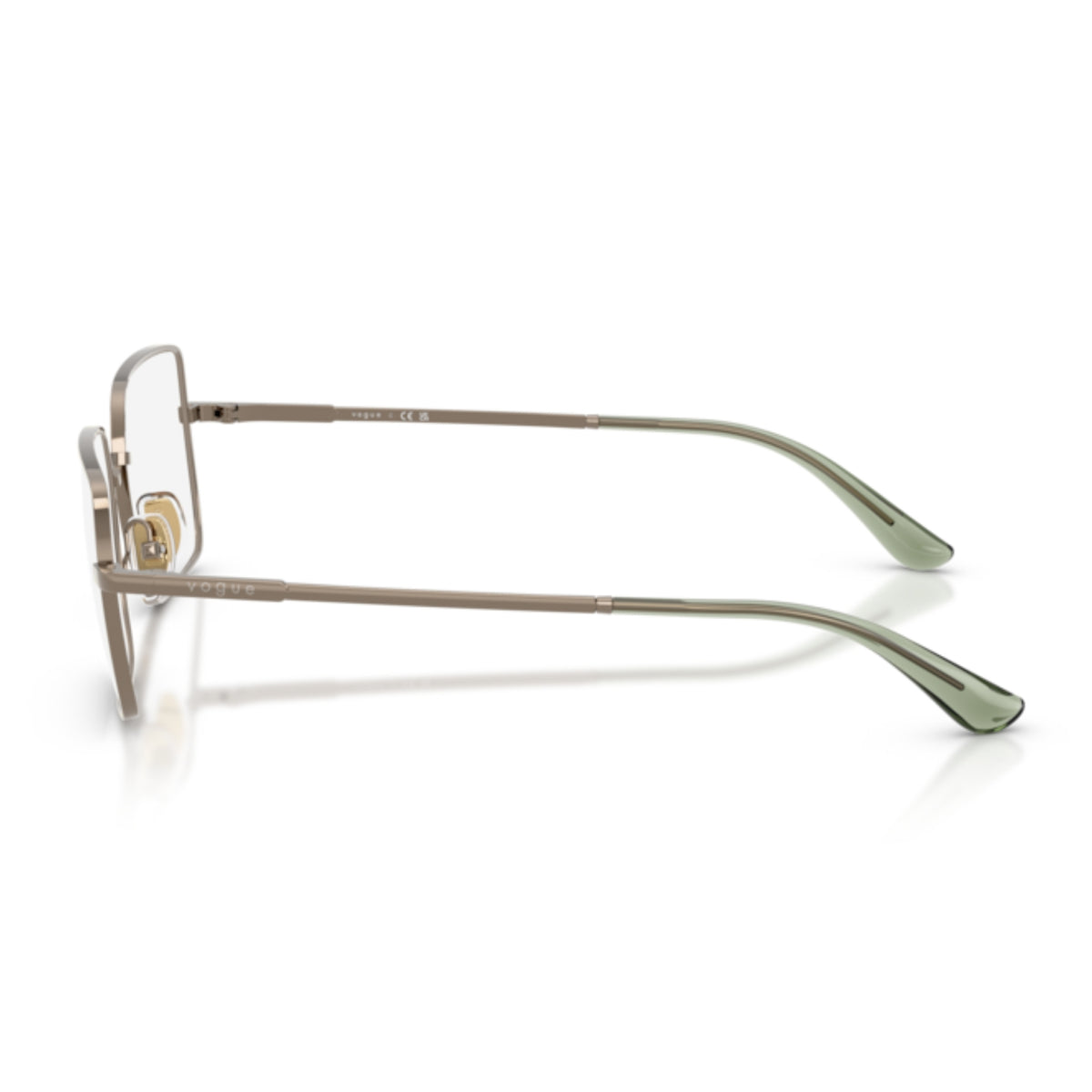 Vogue VO4340 light brown rectangle eyeglasses, side view of the light brown temple