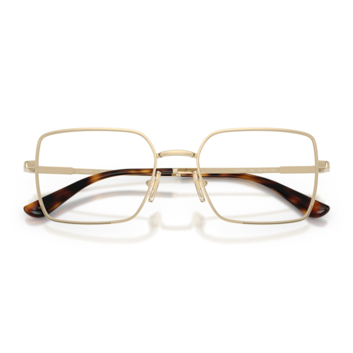 Vogue VO4340 pale gold rectangle eyeglasses, front view with the temples folded