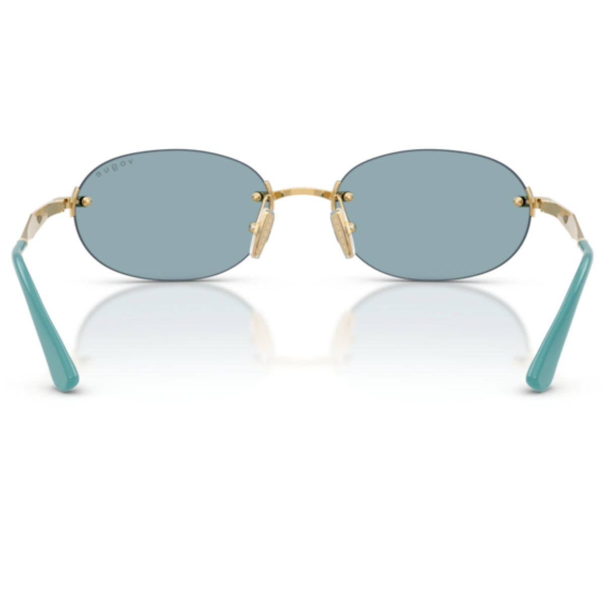 Vogue VO4342S gold rimless sunglasses, back view of the frame and temples