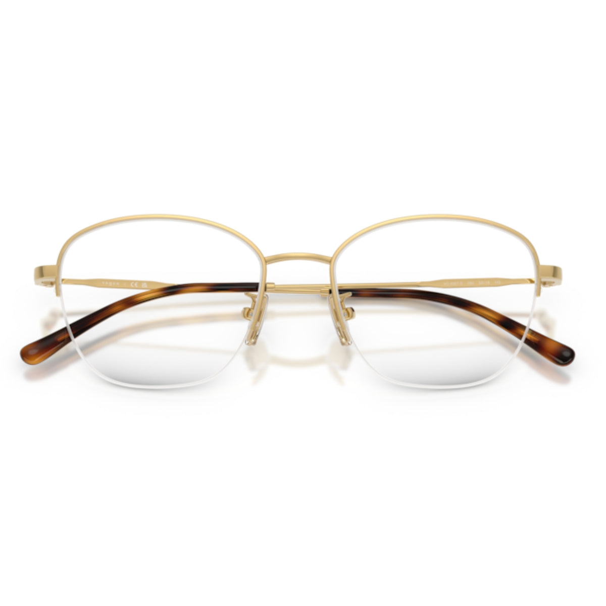 Vogue VO4357D gold geometric eyeglasses, front view with the temples folded