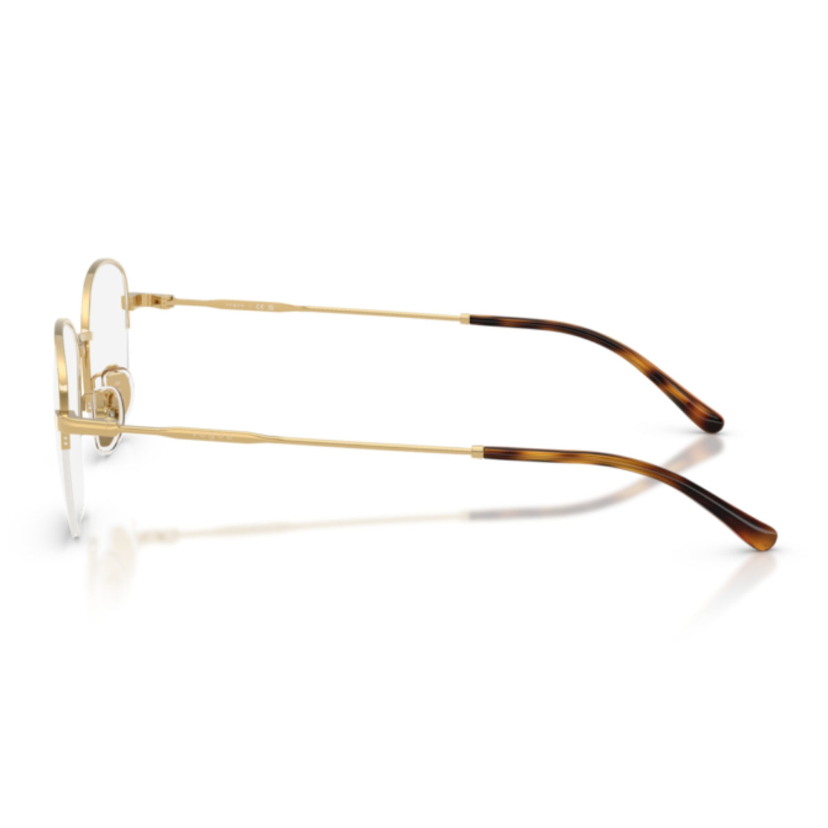 Vogue VO4357D gold geometric eyeglasses, side view of the temple