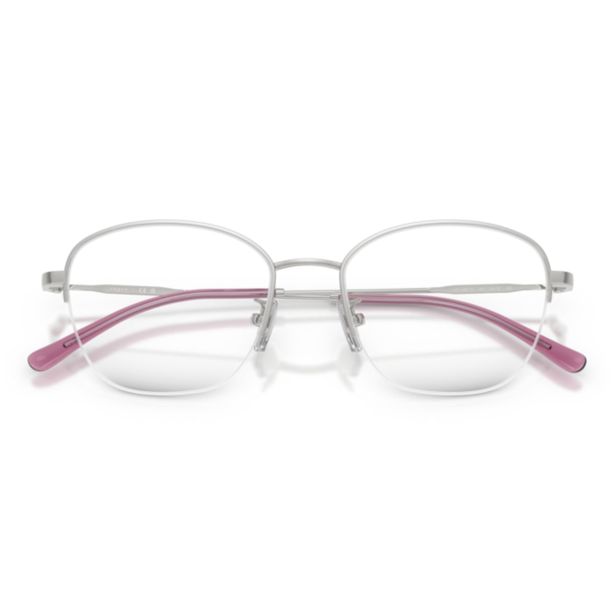 Vogue VO4357D silver geometric eyeglasses, front view with the temples folded