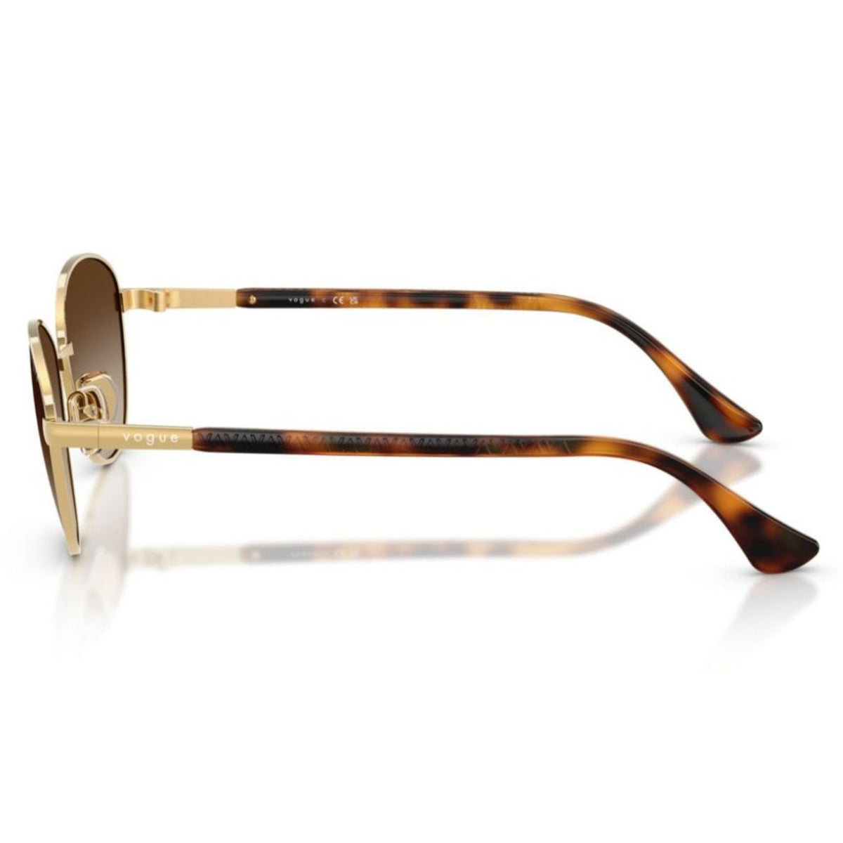 Vogue VO4360SI gold cat-eye sunglasses, side view of the temple